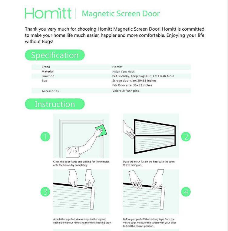 Mosquito Net Curtain Magnets Door Mesh Insect Sandfly Netting with Magnets on The Door Mesh Screen Hand Free Mosquito Repeller