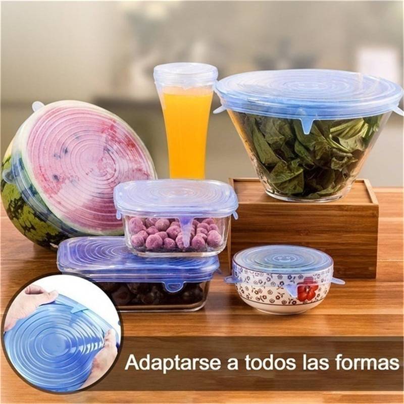 6PCS Kitchen Silicone Stretch Universal Lids Microwave & Dishwasher friendly 6PCS Kitchen Silicone Stretch Universal Lids Microwave & Dishwasher friendly