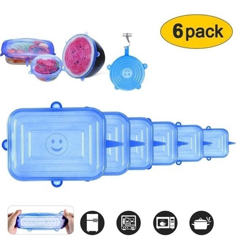 6PCS Kitchen Silicone Stretch Universal Lids Microwave & Dishwasher friendly 6PCS Kitchen Silicone Stretch Universal Lids Microwave & Dishwasher friendly