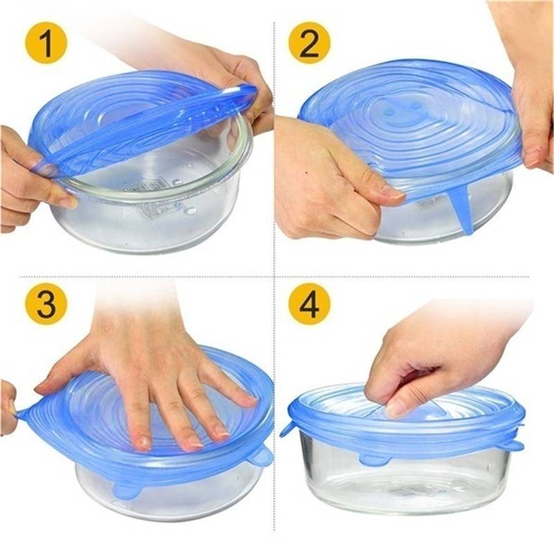 6PCS Kitchen Silicone Stretch Universal Lids Microwave & Dishwasher friendly 6PCS Kitchen Silicone Stretch Universal Lids Microwave & Dishwasher friendly