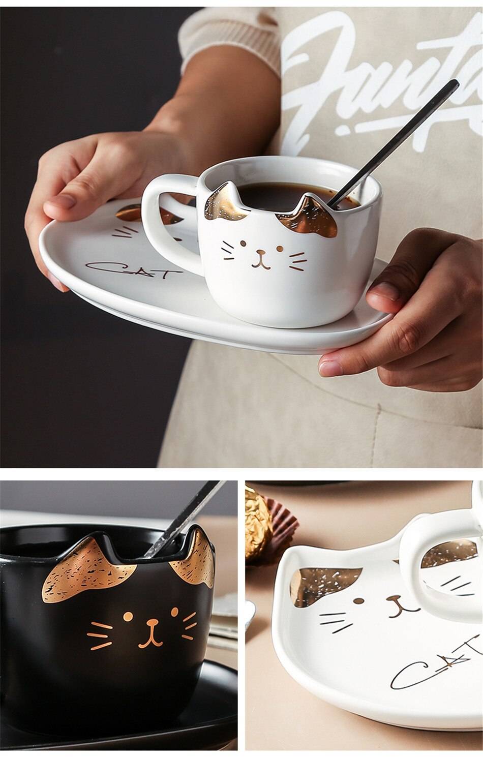 Hand Made Ceramic Cat Tea/Coffee Cup Set Creative Couple Gift Hand Made Ceramic Cat Tea/Coffee Cup Set Creative Couple Gift