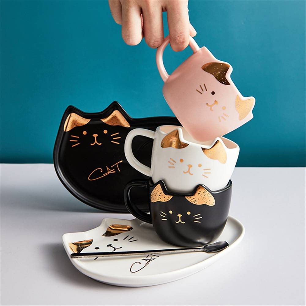 Hand Made Ceramic Cat Tea/Coffee Cup Set Creative Couple Gift Hand Made Ceramic Cat Tea/Coffee Cup Set Creative Couple Gift