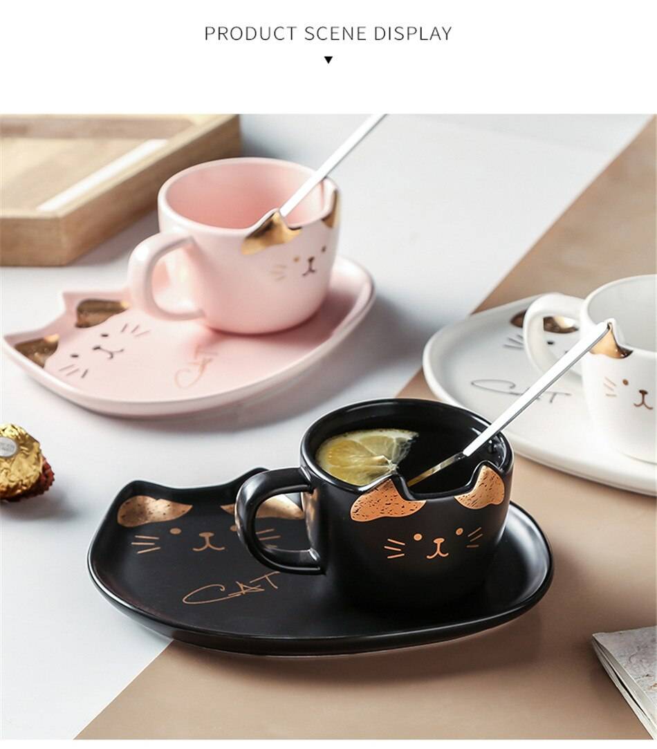 Hand Made Ceramic Cat Tea/Coffee Cup Set Creative Couple Gift Hand Made Ceramic Cat Tea/Coffee Cup Set Creative Couple Gift
