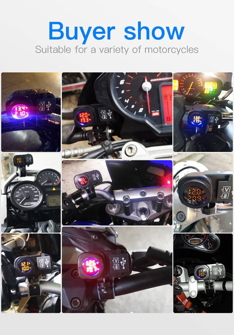 Dual Usb Waterproof Charger For Motorcycle With Temperature Display Plug Kit 4.2 A Volt Cable Switch On/Off Dual Usb Waterproof Charger For Motorcycle With Temperature Display Plug Kit 4.2 A Volt Cable Switch On/Off