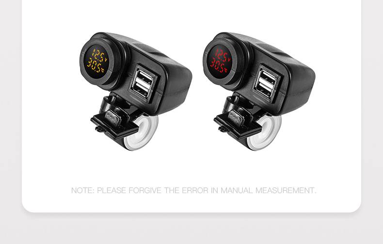 Dual Usb Waterproof Charger For Motorcycle With Temperature Display Plug Kit 4.2 A Volt Cable Switch On/Off Dual Usb Waterproof Charger For Motorcycle With Temperature Display Plug Kit 4.2 A Volt Cable Switch On/Off