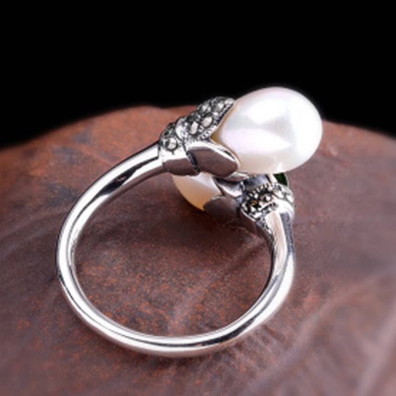Double Freshwater Pearls Sterling Silver Ring Silver