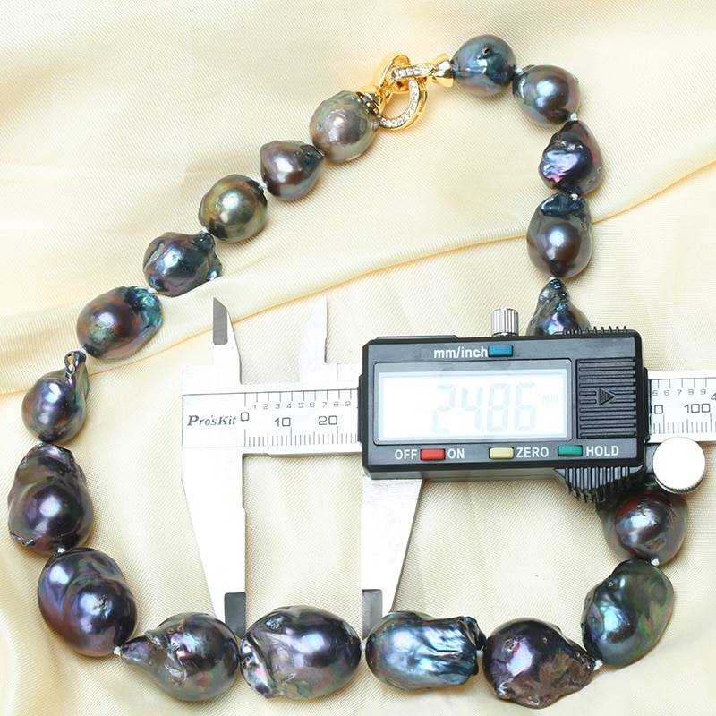 Natural freshwater Baroque pearl necklace deep blue peacock green black pearl chain choker long necklace AA for girl gift party Natural freshwater Baroque pearl necklace deep blue peacock green black pearl chain choker long necklace AA for girl gift party